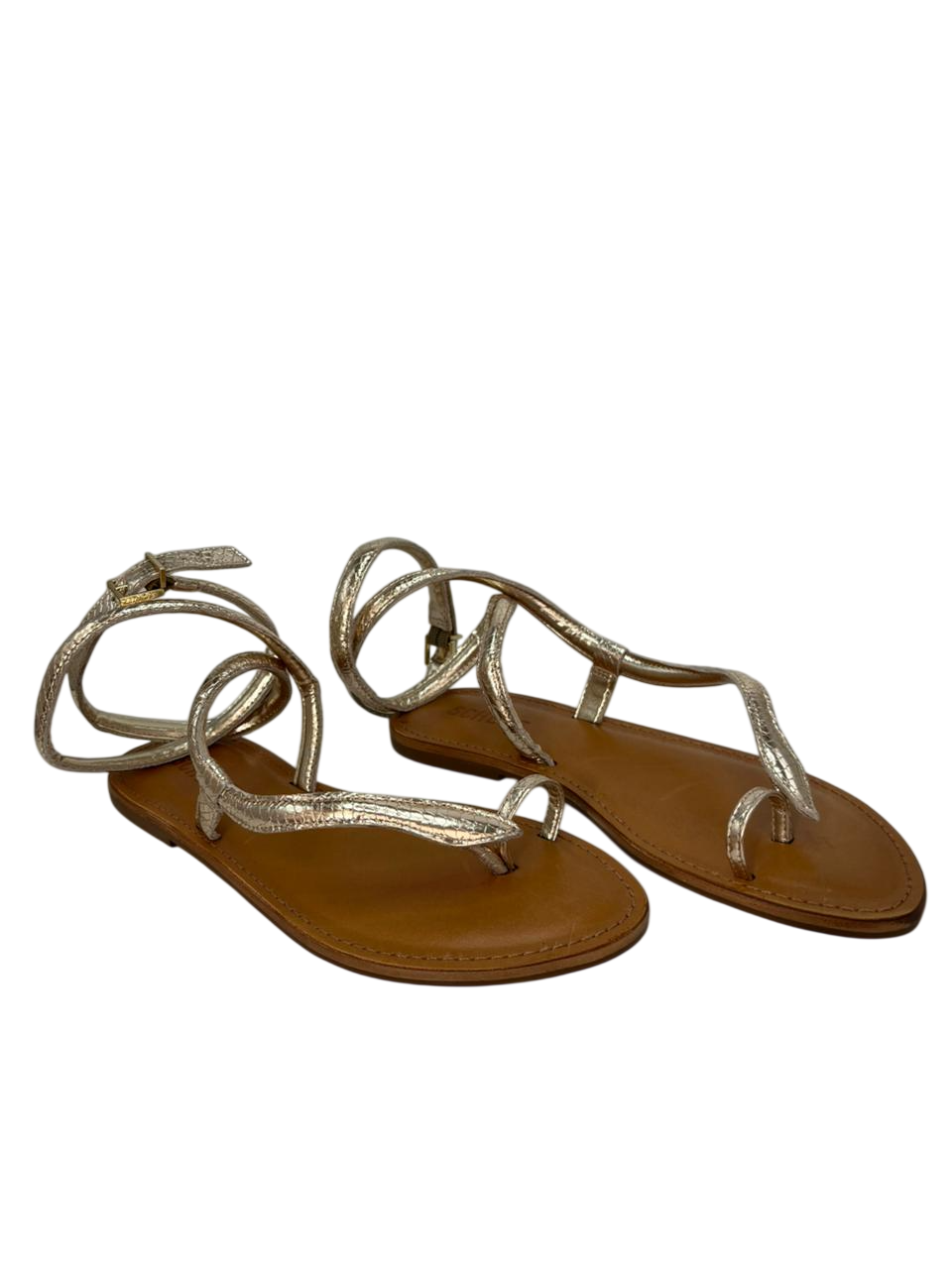 Sandália Feminina Rasteira Schutz Courtney Couro Metalizado Original